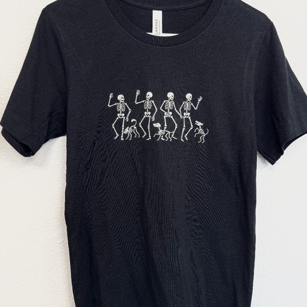 Dancing Skeletons with Dogs Halloween T-Shirt